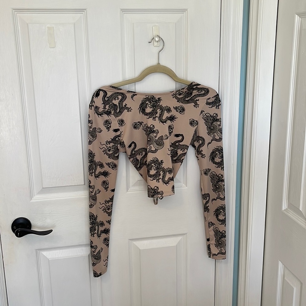 Dragon Cropped Top with ties in the back (Super Hot)